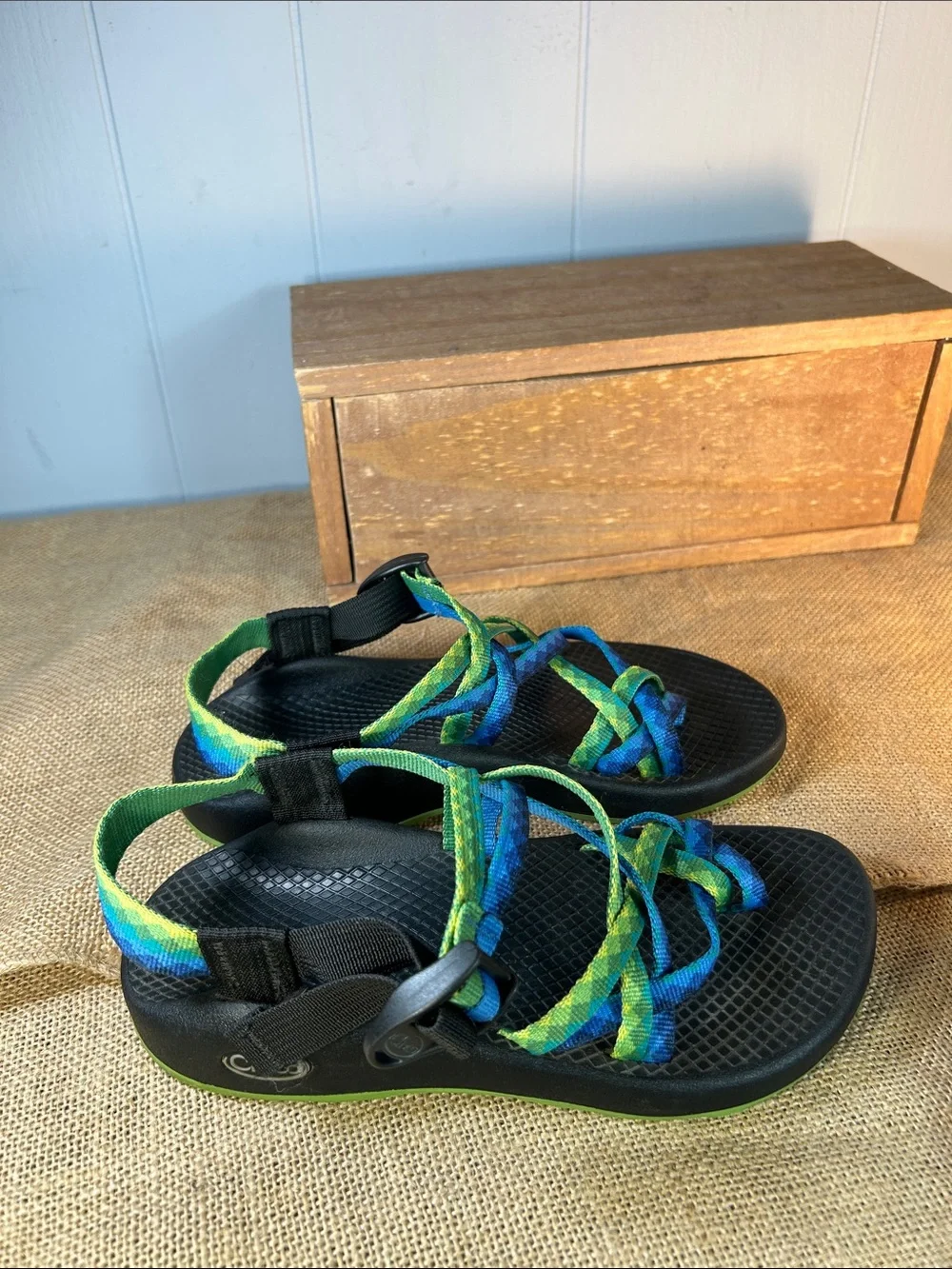 Chaco Women's Multicolor Strappy Sport Sandals - Blue & Green